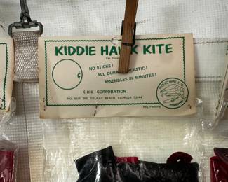 We are taking EVERY possible advantage for space in the tent! Hangin here are very cool VINTAGE MIOP Kites! 