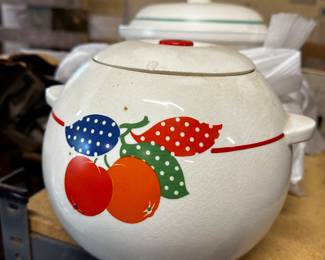 We have started moving stuff around and taking a peek into the dozens of totes/boxes waiting for us! Here are a few pics of the excellent treasures you can expect from this fantastic Fostoria estate sale!