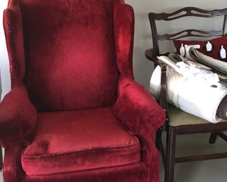 Red velvet arm chair