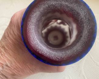 -RUBY OVERLAY SNOWFLAKE GLASS VASE