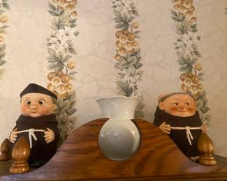 GOEBEL MONK CREAM/SUGAR, EGG CUPS, SALT/PEPPER