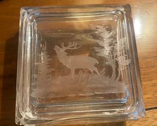 ETCHED GLASS STAG BOX