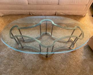 BRUSHED BRASS AND GLASS TABLE