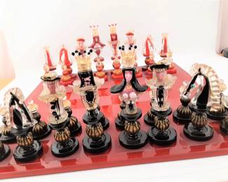 Murano Glass Chess Set - $2,000 Overall good condition, five pieces have minor chips.  Heavy (over 20 lbs)