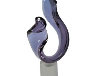 Seguso Sculpture, Seguso A.V., circa 1970.  It is a beautifully and artfully curved purple glass, raised on circular pedestal base. (The purple part of the glass is 18-1/2” in height and 10” wide at its widest. The pedestal is 6-1/2” in height and 4” in diameter. Total height is 25”).  It is VERY heavy and weighs over 25 lbs. - $800 