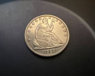 Silver 1880 Liberty Seated Half Dollar VF/XF?…