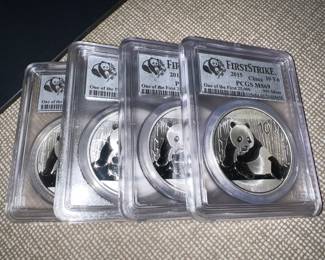 Silver Chinese panda (2015 MS69) - $40 each