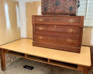 old school desk, chest, & trunk
