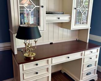 Desk with charging deck & file drawers, 5’6” wide