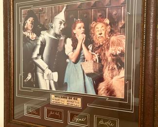 Wizard of Oz framed memorabilia with autographs