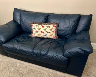 navy leather loveseat