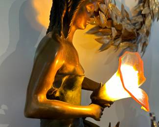 “Sitting Pretty” bronze sculpture lamp by A. Moreau
