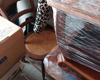 End tables and 2 cane bottom chairs