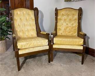Kingsley Furniture Cane Wingback Chairs
