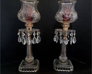 Vintage Hurricane Boudoir Lamps 