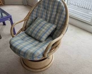 Rattan swivel chair - two available. Made in Kentucky by Classic Rattan, Inc.