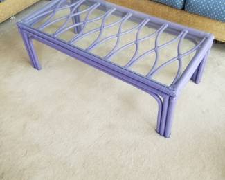 Purple rattan coffee table