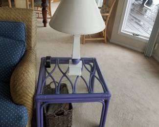 Purple rattan end table