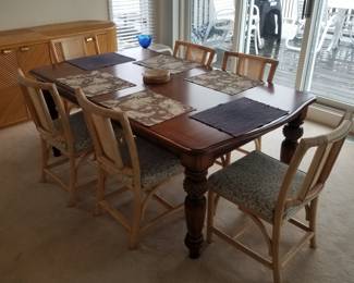 Dining table sold. Still have 6 side chairs & two arm chairs. 