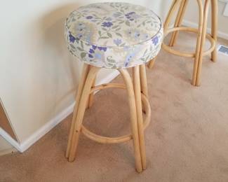 Rattan bar stools - two available
