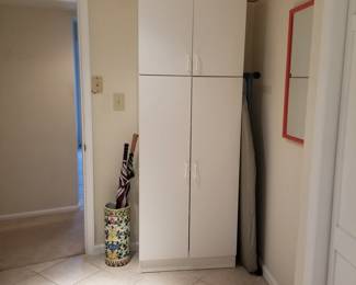 Storage cabinet. Cabinet is 30" wide x 16" deep x 84" tall. Cabinet may be one atop another. Top cabinet is 24" tall; base cabinet is 60" tall.
