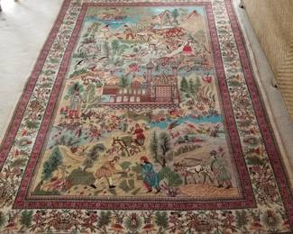 Spectacular 8' x 5' rug, just unfurled. Could be used as a wall hanging. Hand made. Wool.