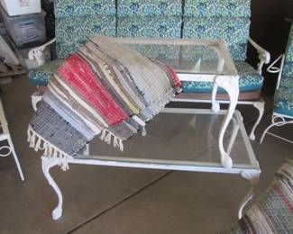 3-Vintage Wrought Iron Glass-Top Rectangular Tables