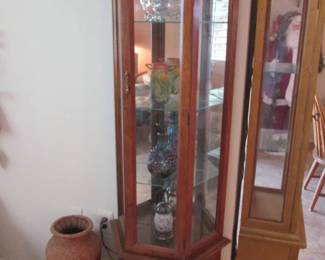 Hexagon Lighted Curio Cabinet, 21" X 10" x 70" High
