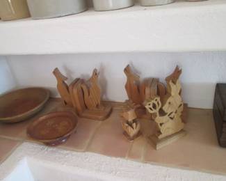 Carved Wooden Bookends