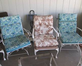 Vintage Wrought Iron Chairs with Cushions; Brown One Priced Separately