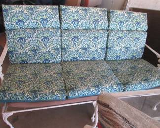 Vintage Wrought Iron Sofa & Cushions, 66" x 28"
