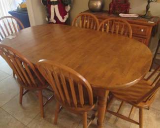 Dining Room Table, 56" X 40", with 6-Chairs and                       2- 18" Leaves