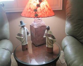 Native American-Style Sculpture + Vintage 24" End Table