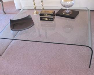 Glass Coffee Table, Waterfall Style, 44" X 36"