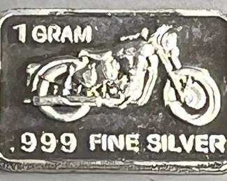 One Gram .999 Fine Silver w/Motorcycle 