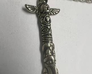 925 Silver Necklace w/Totem Pole Charm