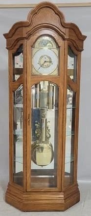 8121 - Ridgeway grandfather clock, moon dial face 85 x 32 x 13
