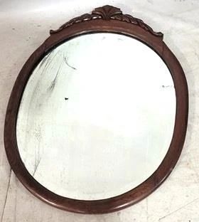 8137 - Carved oak beveled mirror, 29 x 22
