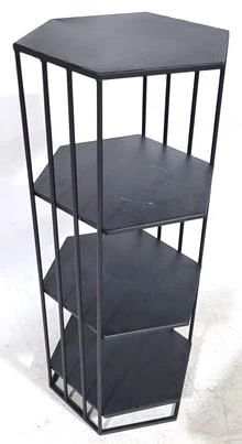 8032 - Metal hexagonal 4 tier shelf 38 x 14.5 x 16.5
