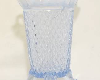 4020 - Fenton Katy blue diamond point vase lace edge 5"
