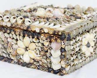 4015 - Seashell covered box, 2.5 x 6 x 5
