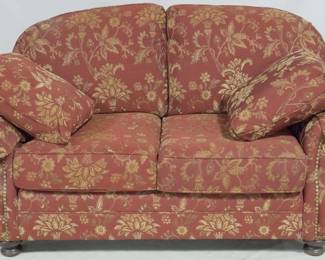 618 - Over upholstered loveseat, nail head trim 33 x 64 x 36
