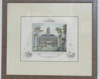 3298 - Augusta Georgia City Hall Colored Engraving 13.5x15.5
