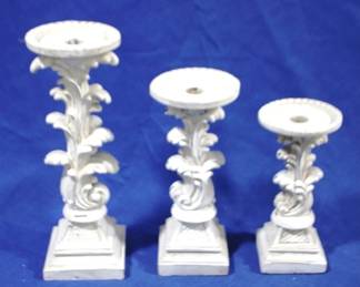 7640 - 3 Candle Stick Holders - graduated sizes 12", 9.5" & 8" tall
