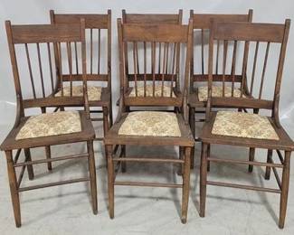 8144 - 6 Oak vintage chairs, 38 x 17 x 15
