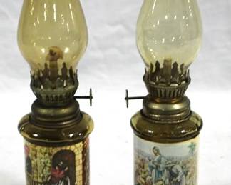 7425 - 2pc Set of Oil Lamps 9.5" Tall
