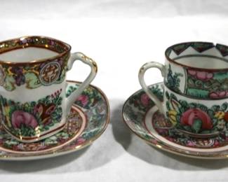 973 - 2 Oriental Cups & Saucers (4 pieces total)
