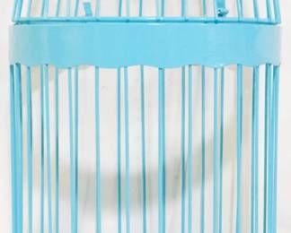 4086 - Blue metal birdcage decor, 21" tall
