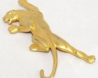 317 - Vintage JJ Gold Toned Panther Brooch 4" long
