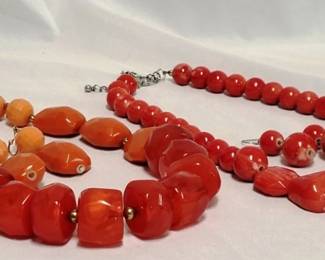 308 - 2 Necklace & Matching Earrings Sets 20" long
